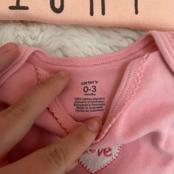 3 Baby girl sleeper cotton gowns set of 3 size 0-3 months - Picture 3 of 10